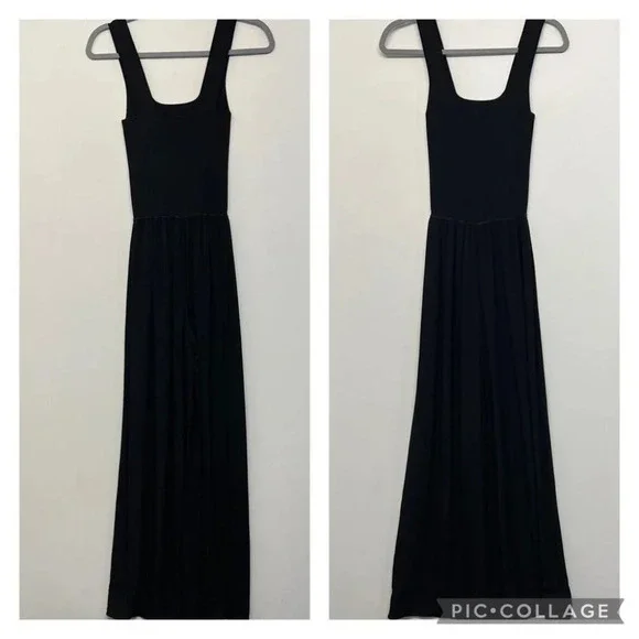 NWT $495 Theory Sleeveless Square Neck Jumpsuit Rib Romper Crepe Petite Black - Picture 5 of 11